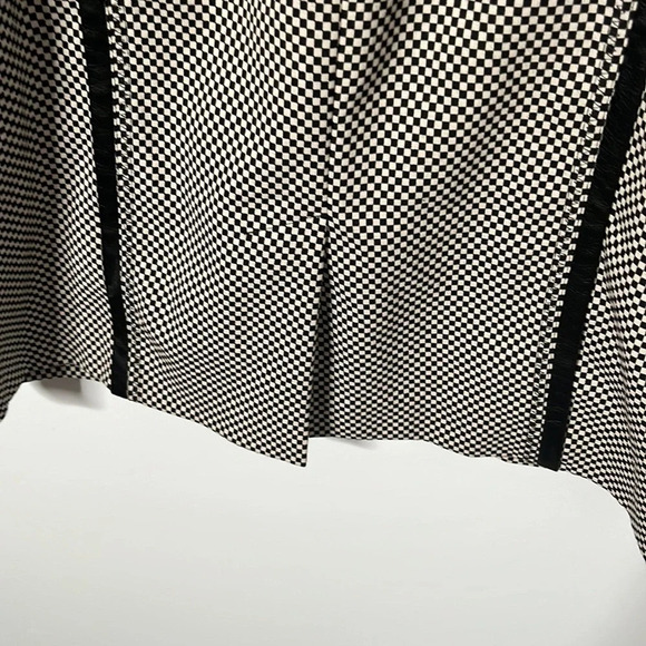 Vicky Tiel Checker Print Leather Trim Career Sheath Dress - Picture 6 of 8